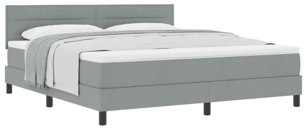 Boxspring ágy matraccal, világosszürke, 180x200 cm, szövet
