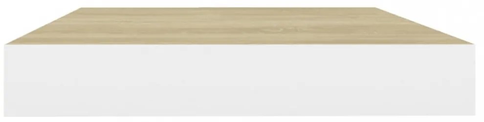4 db tölgyszínű és fehér MDF lebegő fali polc 50 x 23 x 3,8 cm