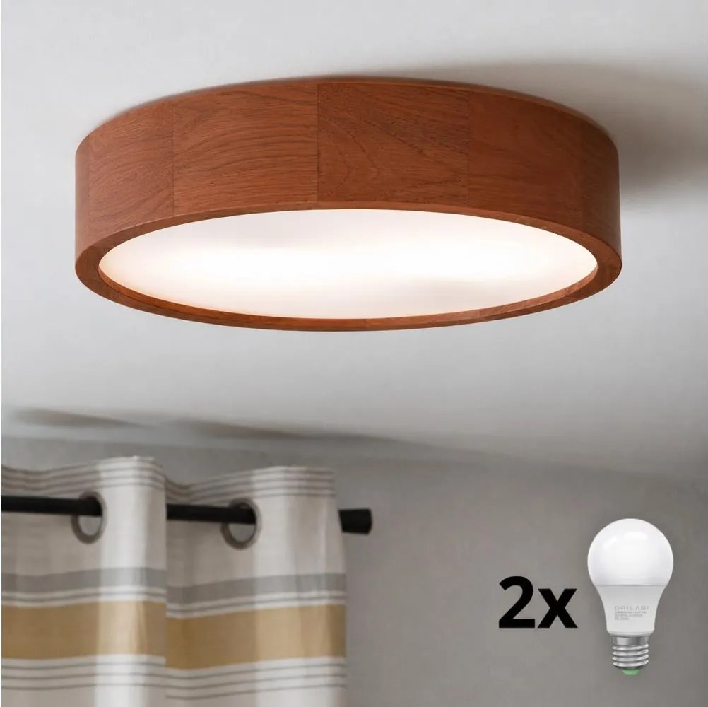 Brilagi - LED mennyezeti lámpa CARVALHO 2xE27/30W/230V tölgy-cseresznye átmérő 37 cm