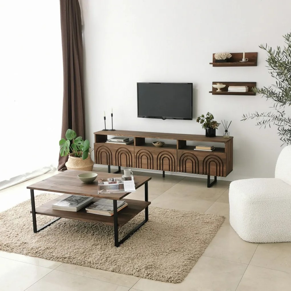 Helen fém TV-állvány, dió, 50 cm