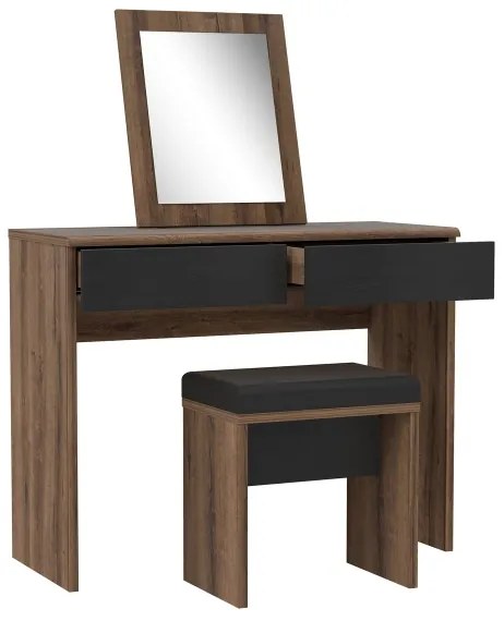 Sminkasztal JUNO + puff 45x29,6 cm barna/fekete
