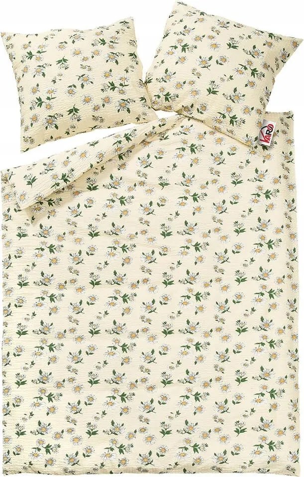 Ágyneműhuzat kéregből 180x200 Kamilla krémszínű gombos 100% pamut