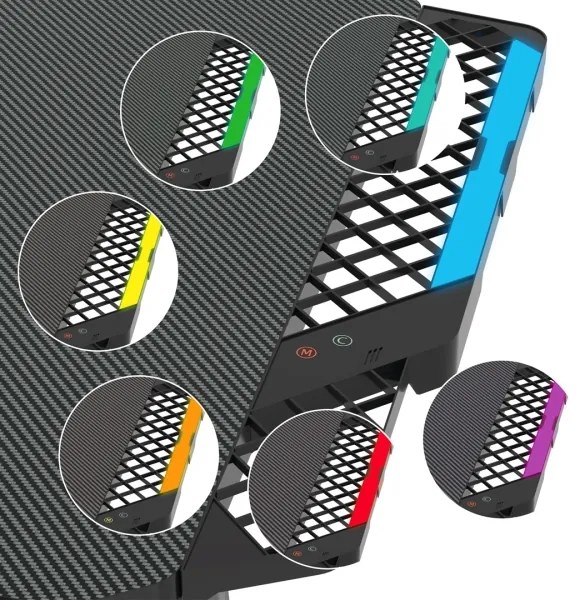 Gaming asztal SNAKE  LED RGB háttérvilágítással 100x60 cm fekete