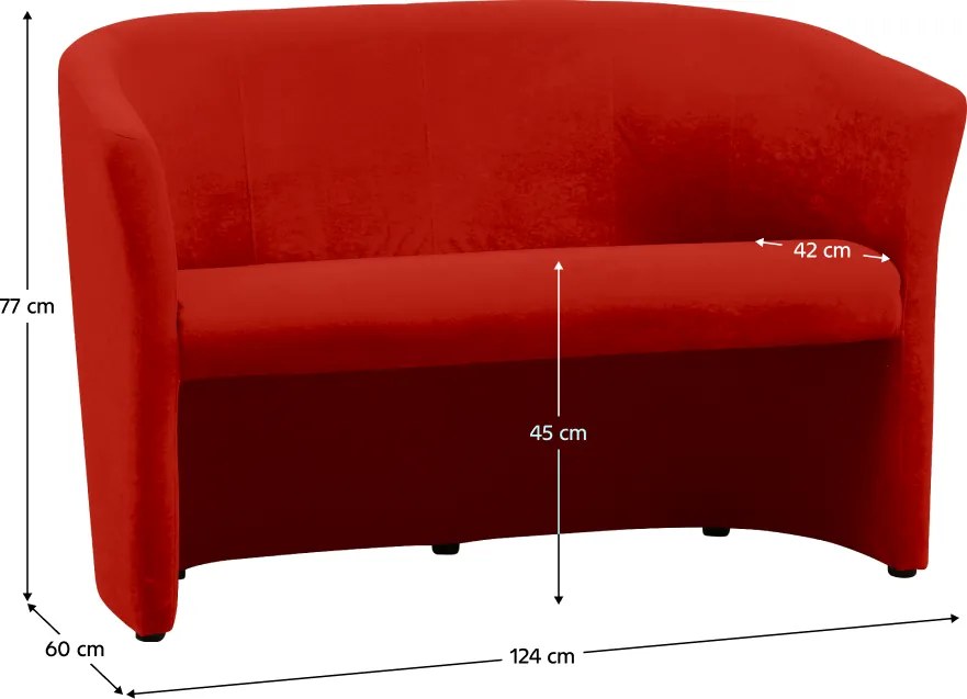 Klub dupla fotel, szövet piros, CUBA