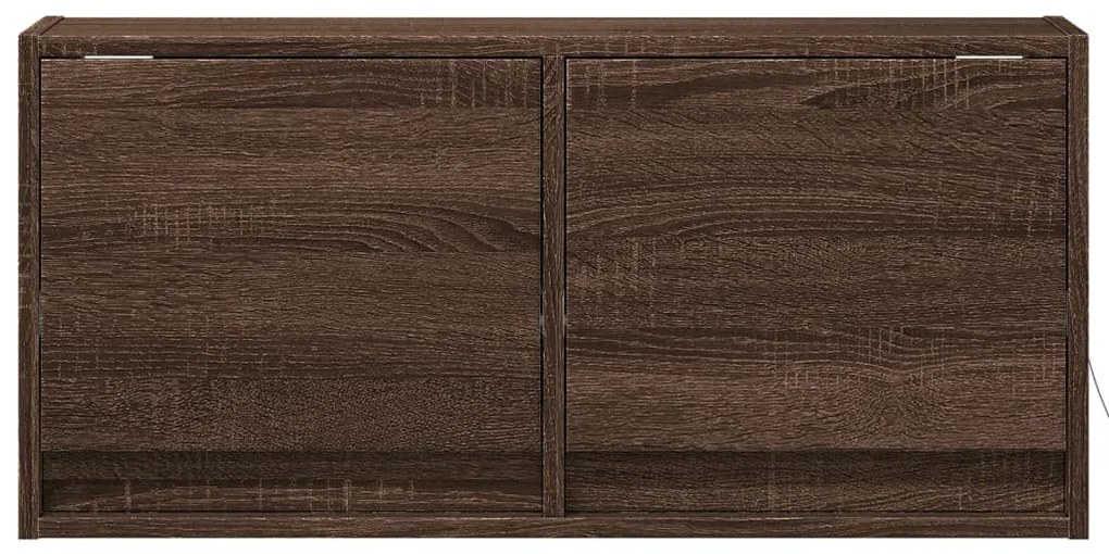 barna tölgyszínű fali TV-szekrény LED-del 80x31x35 cm
