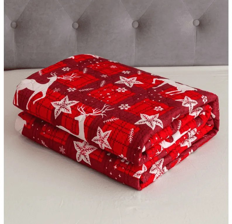 Ágytakaró VELVET CHRISTMAS piros Méret: 170 x 210 cm