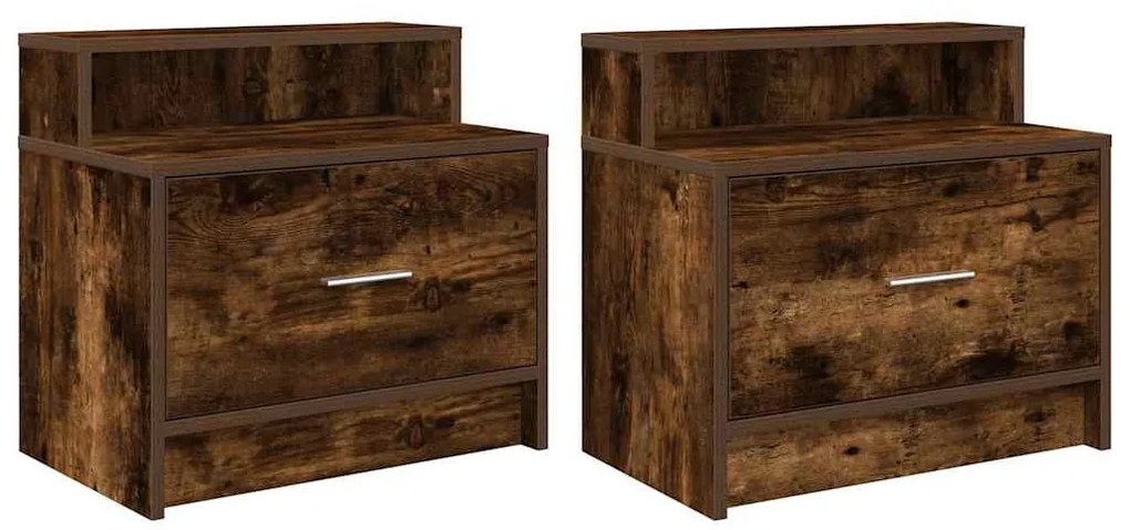 Éjjeliszekrények fiókos 2 db füstölt tölgy 51 x 31 x 47 cm