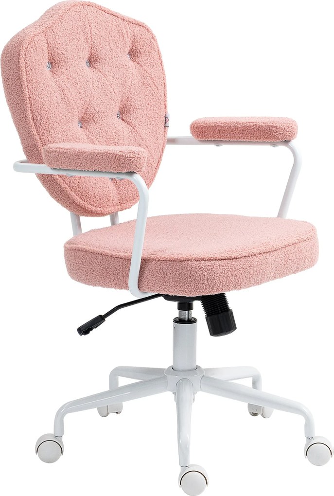 HOMCOM Irodai Szék, Ergonomikus Íróasztali Szék Ringató Funkcióval, Gombokkal Díszített Kárpit, Magasságállítható Számítógép Szék Forgó Funkcióval, Ot