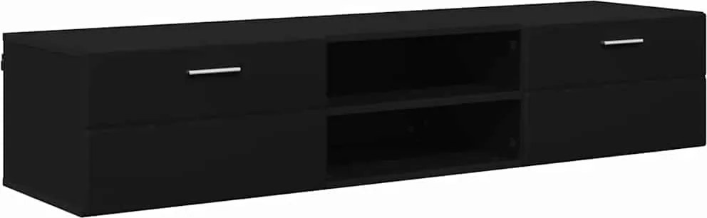 vidaXL Fából Készült Szekrény fiókkal Fekete 150 x 39 x 30 cm Faanyag