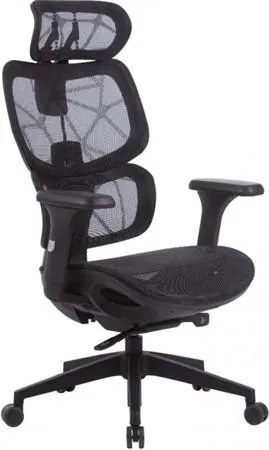 Irodai forgószék, hálós ülőlap és háttámla, fekete műanyag lábkereszt, Humantech, fekete (BBSZV429)