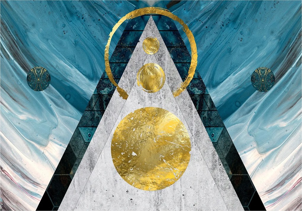 Fotótapéta Arany háromszögek absztrakt geometria márvány szürke 200x140 +ragasztó