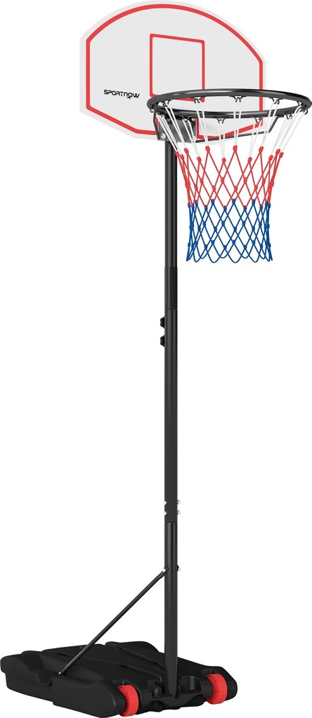 SPORTNOW Kültéri Kosárlabdapálya Magasság Állítható (210-247 cm) Darttáblás Háttámlával, Hordozható Kosárlabdapálya Kerekekkel, Tölthető Alap, Fiatalo