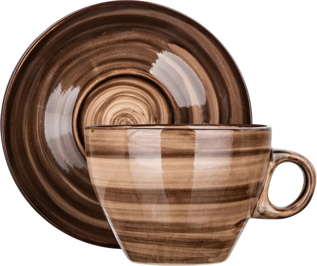 Banquet PALAS csésze csészealjjal, 290 ml, barna