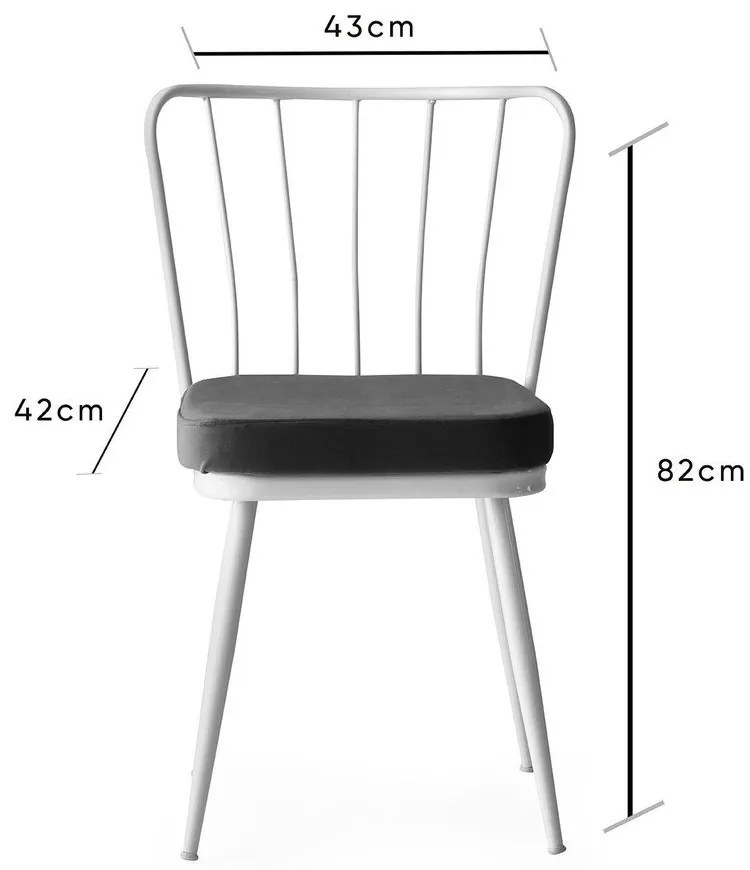 Fehér-fekete fém étkezőszék szett 2 db-os Yildiz – Kalune Design