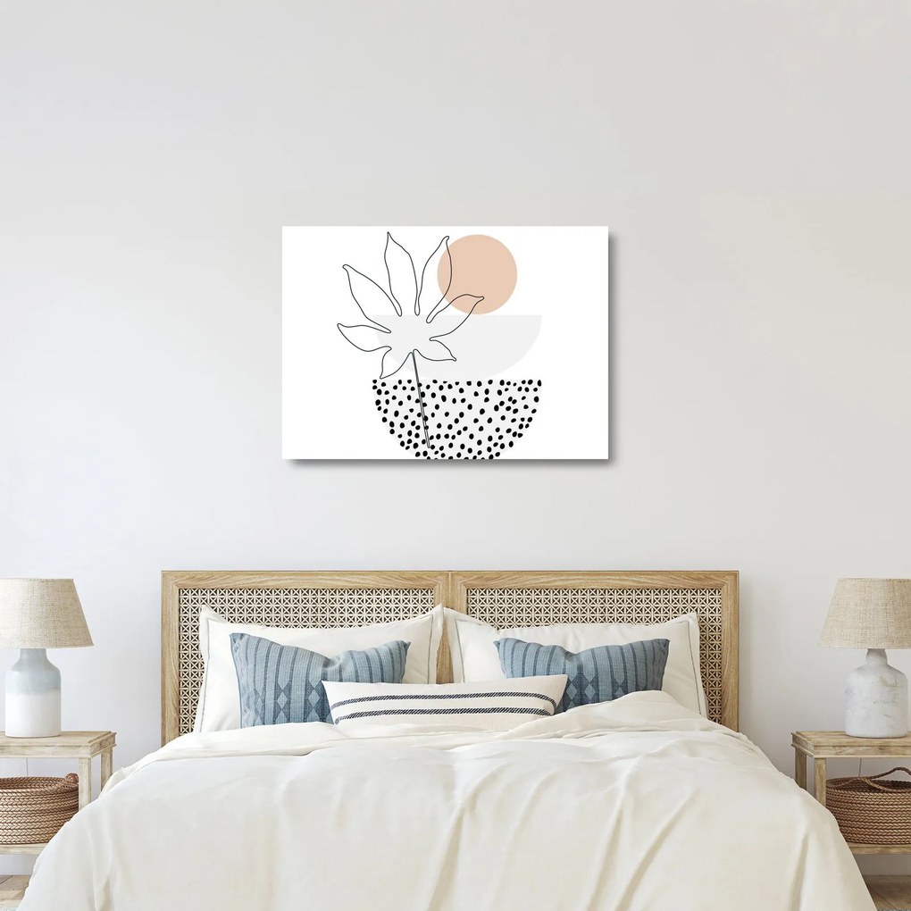 Üveg kép - Vonal művészet virágok N⁰3 (70x50 cm)