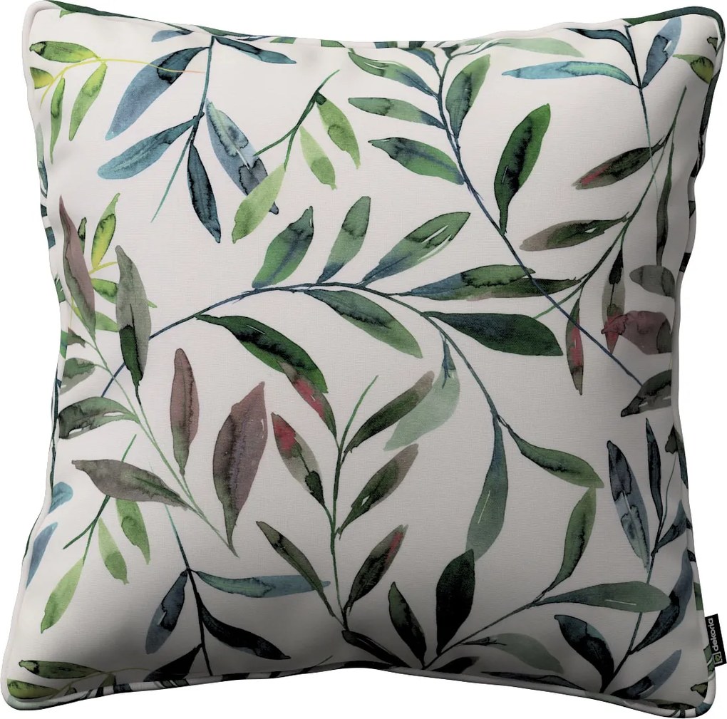 Párnahuzat 45x45 zöld gallyak fehér alapon
