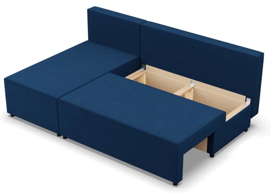 Nobu sarokkanapé, bársony, univerzális oldal, kék