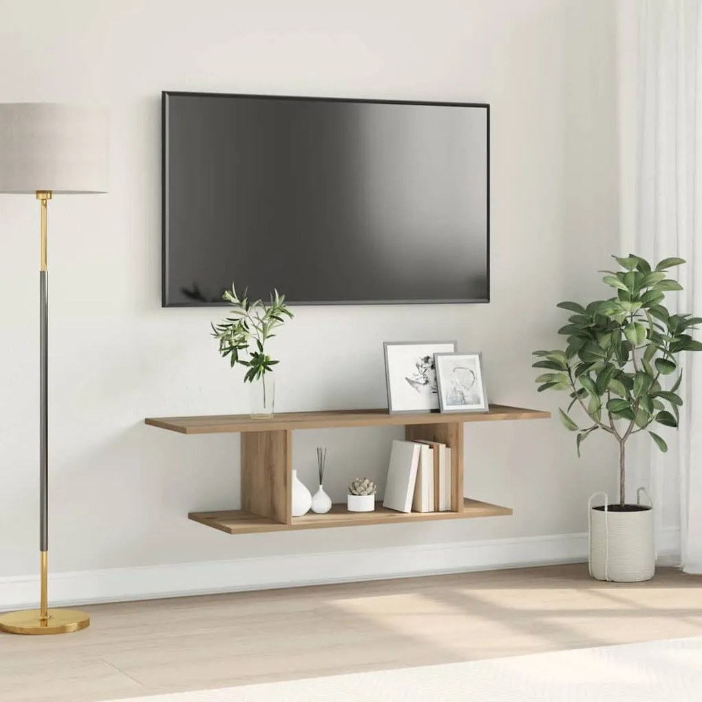 Fali TV szekrény kézműves tölgy 102 x 35 x 35 cm Faanyag