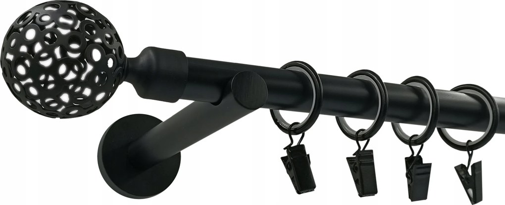 Fém Függönykarnis 19mm Fekete Matt Modern 200cm MIX Végek