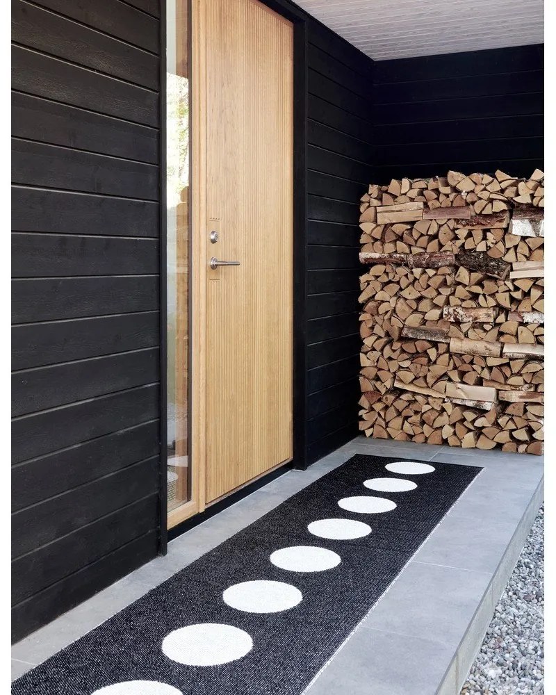 Fekete-fehér kültéri-beltéri futószőnyeg 70x225 cm Vera Black – Pappelina