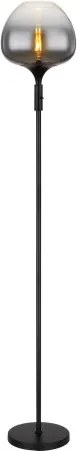 Globo 15548S2 Állólámpa, matt fekete fém, füstszínű üveg, fekete textil kábel, hintakapcsoló a terméken, ø: 290 mm, V: 1650 mm, kábelhossz 1800 mm, izzó nélkül 1x E27 60W 230V