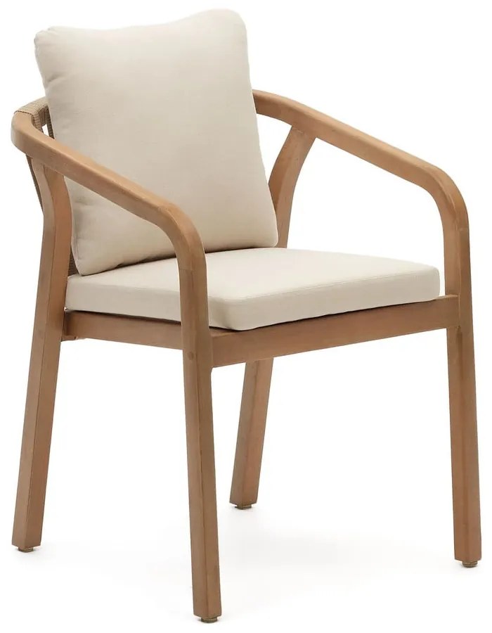 Bézs-natúr színű tömörfa-párnázott kerti szék szett 4 db-os Malaret – Kave Home