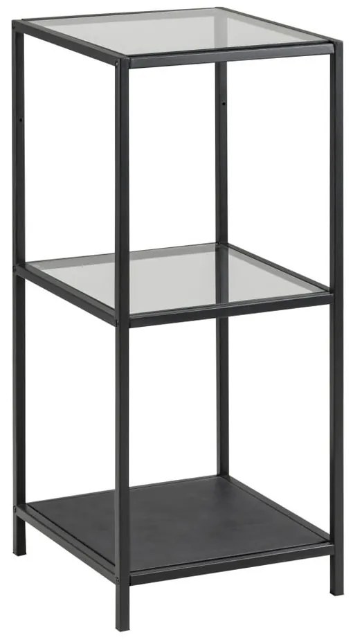 Fekete üveg polcos állvány 35x83 cm Seaford – Actona