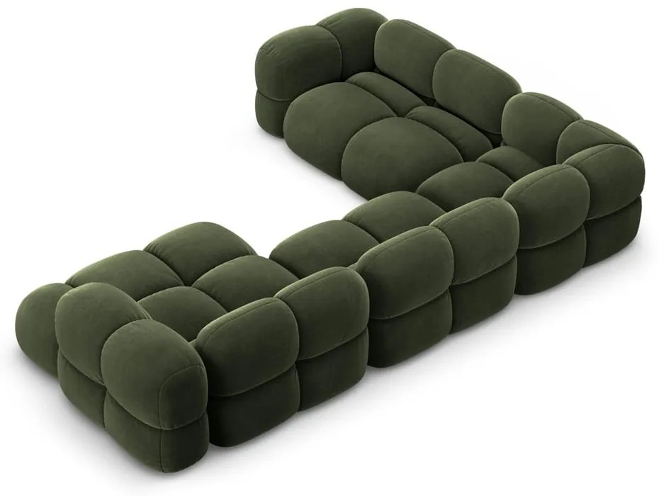 Zöld bársony sarokkanapé (bal oldali-U alakú) Loretto – Cosmopolitan Design