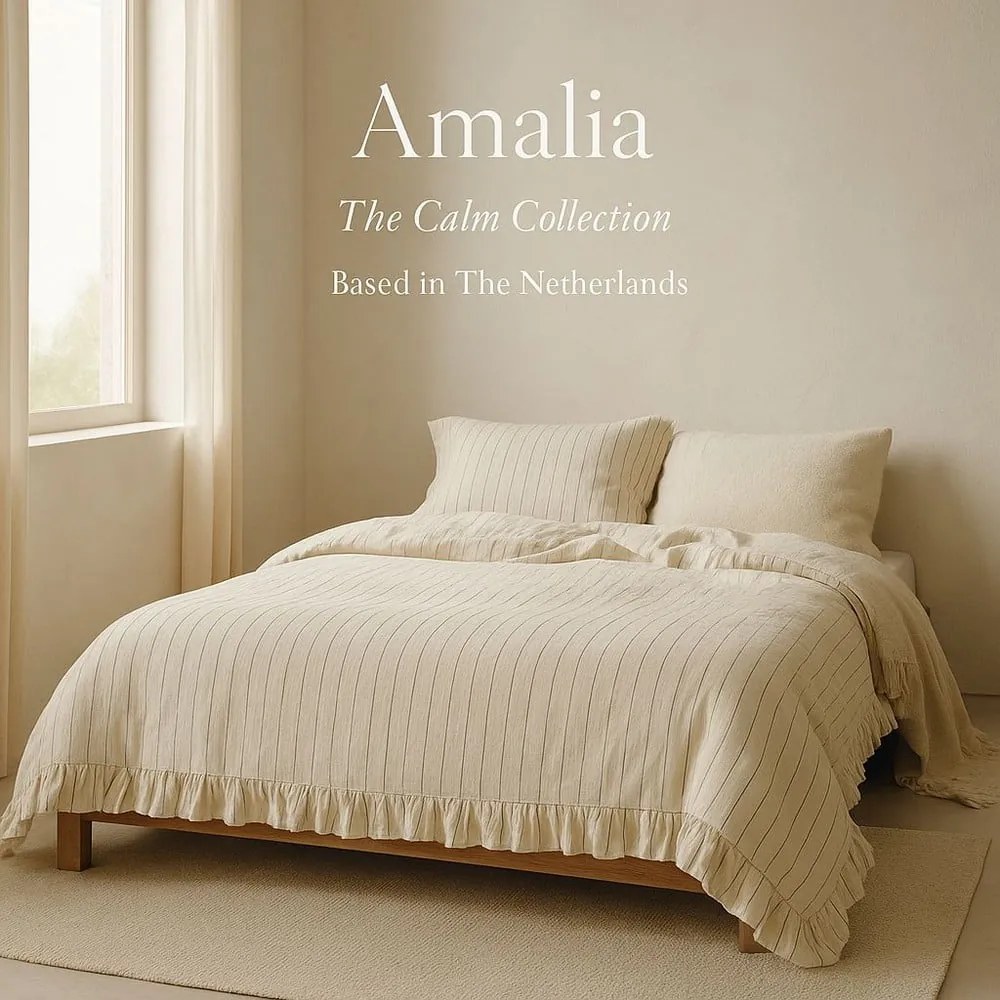 Bézs egyszemélyes renforcé pamut ágyneműhuzat 140x200 cm Amalia Striped – Mila Home Luxury