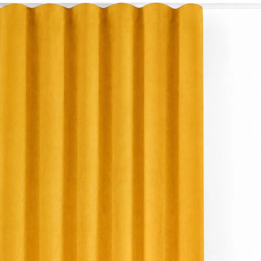Mustársárga bársony dimout (részleges sötétítő) függöny 530x175 cm Velto – Filumi