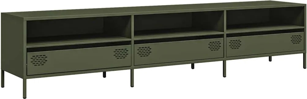 vidaXL olívazöld hidegen hengerelt acél TV-szekrény 202x39x43,5 cm