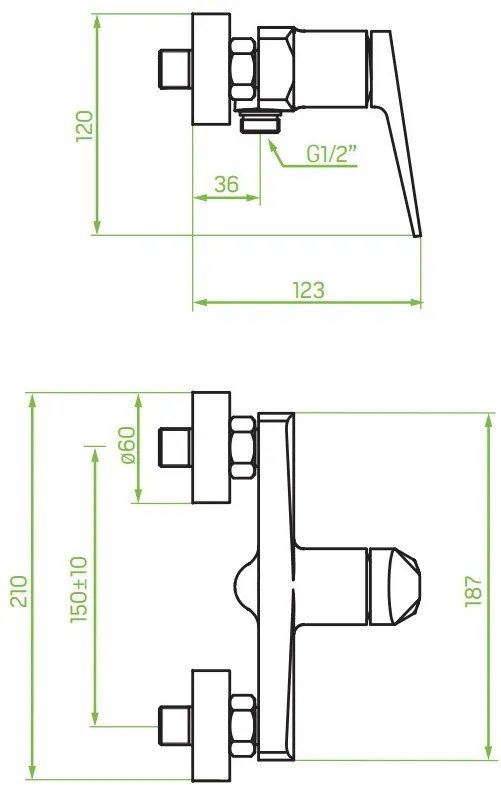 Laveo Rubio, fali zuhanycsaptelep, fekete-arany fényes, LAV-BVR_740G