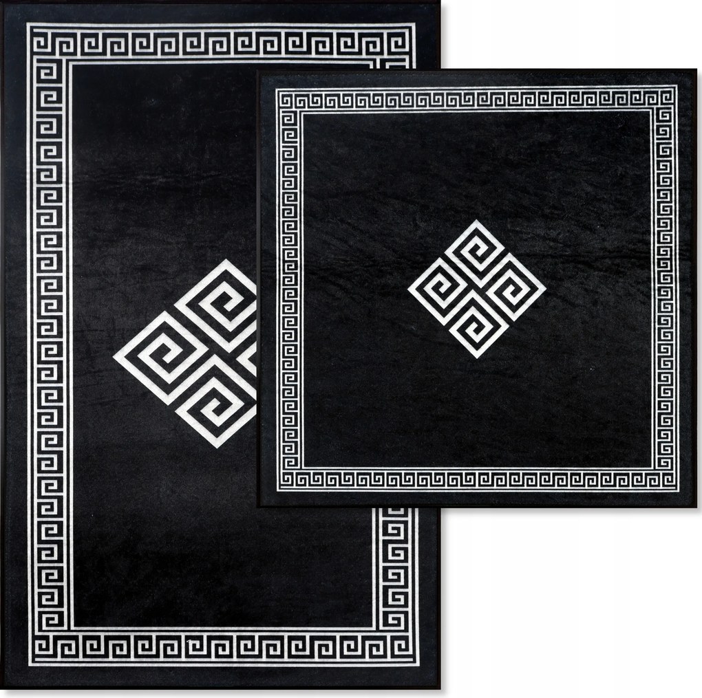 Fürdőszobaszőnyeg Szett 2 Db 50X80 Fekete Csúszásgátló Nagy Szőnyeg