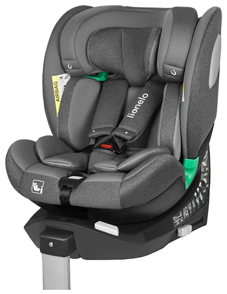 Lionelo - Forgatható autósülés alappal BRAAM i-Size 40-150 cm Kőszürke