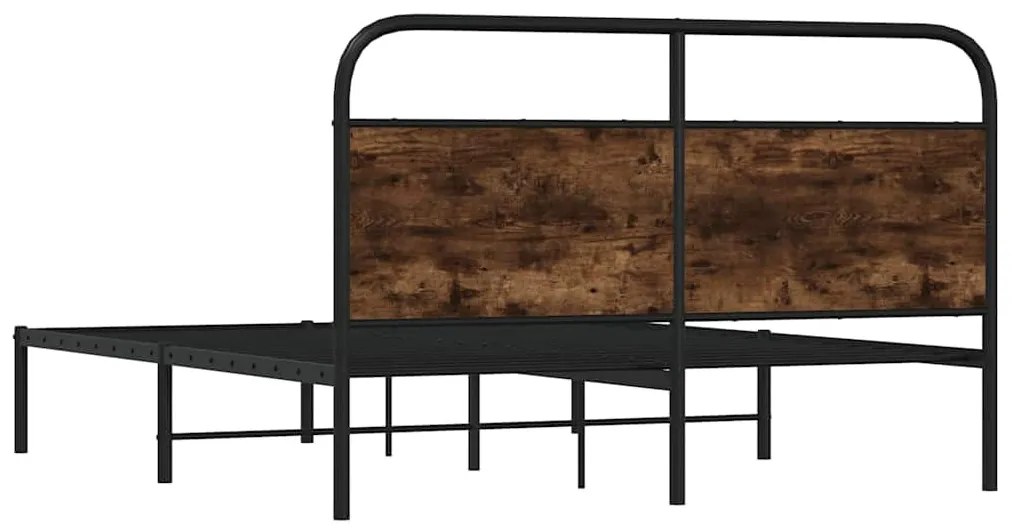 ágykeret matrac nélkül 150x200 cm füstölt tölgy fűrészelt fa