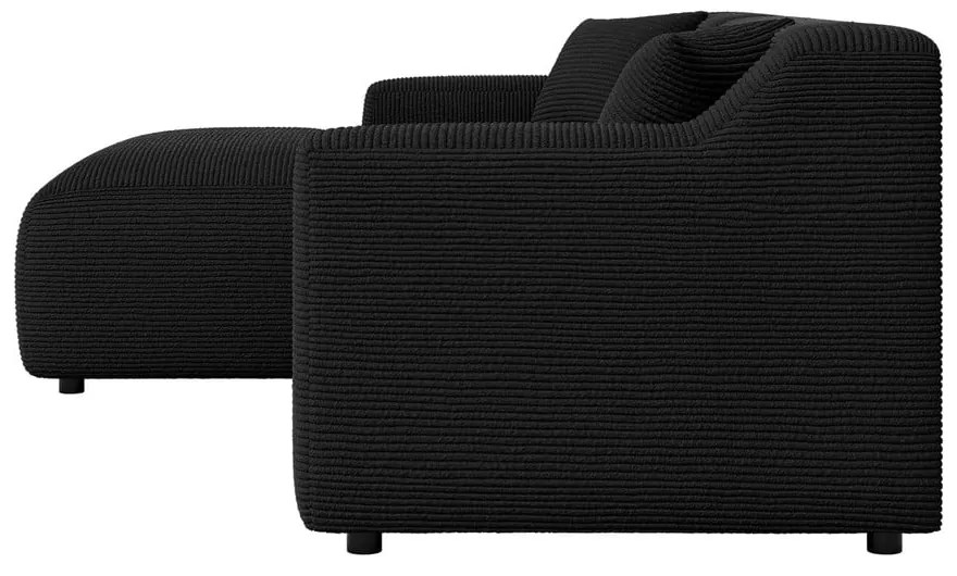 Fekete kordbársony sarokkanapé (bal oldali-heverő résszel) Martin – Ropez