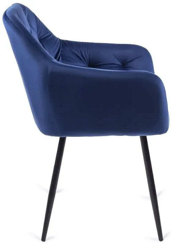 Étkezőgarnitúra: bővíthető asztal 102–142 cm + 4 db sötétkék velúr szék – HARRY / VIKI