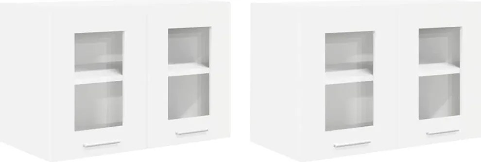 vidaXL Függő szekrény tárolóval 2 pcs Fehér 60 x 31 x 40 cm Faanyag