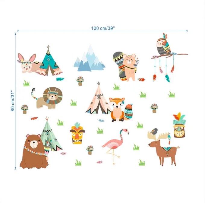 PIPPER | Falmatrica "Állatok - Indiánok" 80x100cm