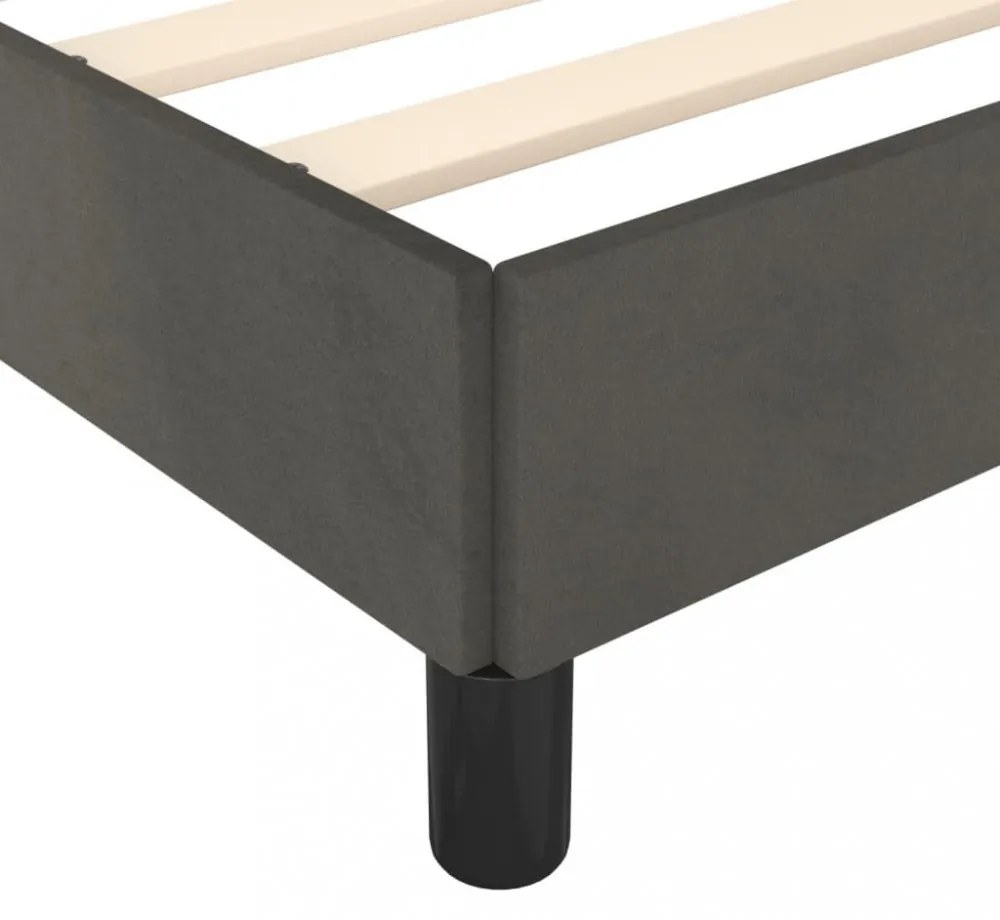 sötétszürke bársony ágykeret matrac nélkül 140x200 cm