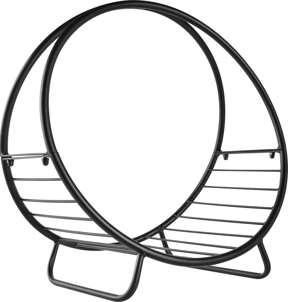 Outsunny Fém Belső és Külső Tűzifatartó Kandallóhoz, Kosár Alakú Tűzifatartó, 45x29,5x47cm, Fekete | Aosom