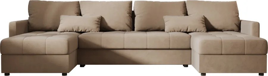 AKCIÓ Kinyitható U alakú VENORIA kanapé 285x146 cm, bézs + 2 díszpárna AJÁNDÉK II. osztály