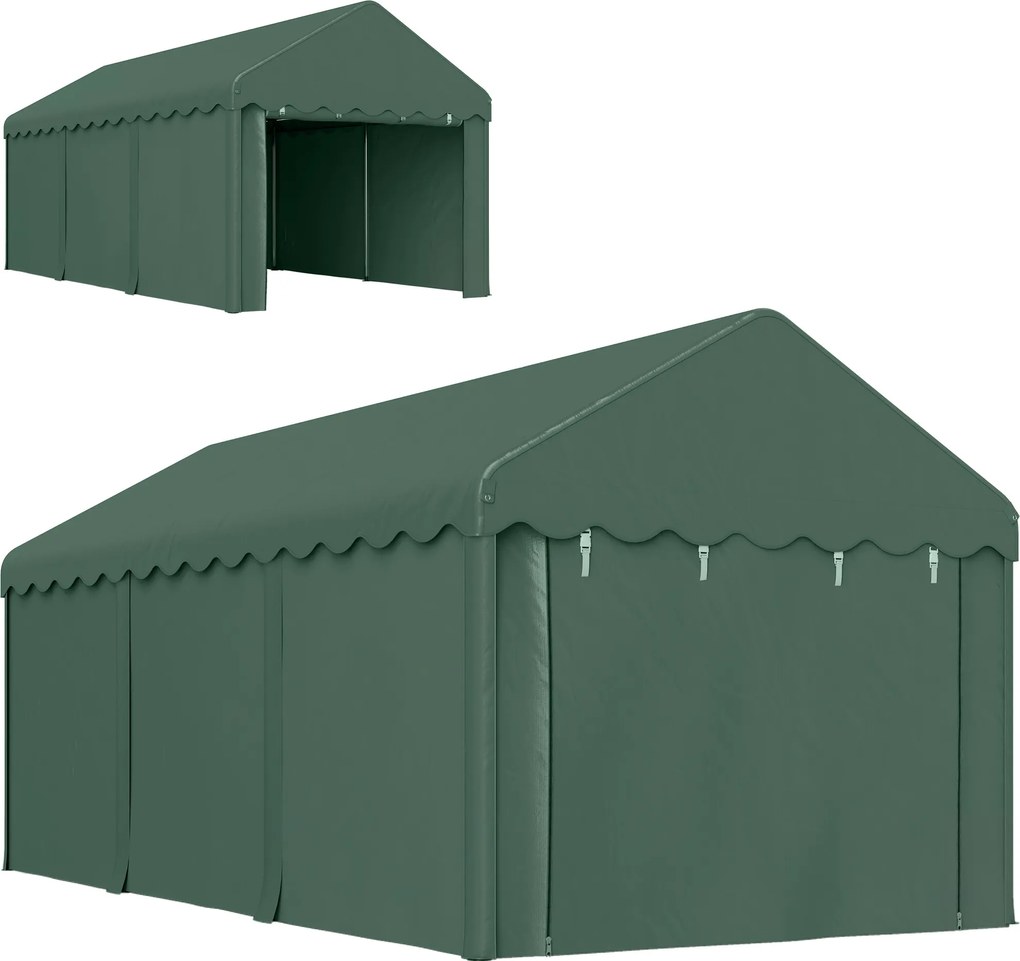 Outsunny 3x6 m Autószín, Roll-up Ajtókkal, Tetővel, Eltávolítható Oldalfalakkal, UV-álló Vízálló Tároló Tent, Szabadtéri Autós Tent, Zöld | Aosom