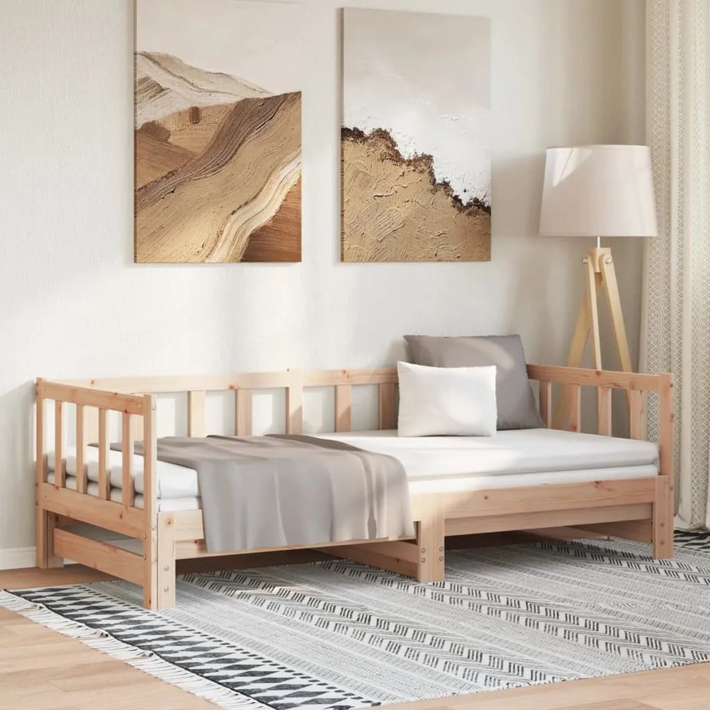 tömör fenyőfa kihúzható kanapéágy 90 x 190 cm