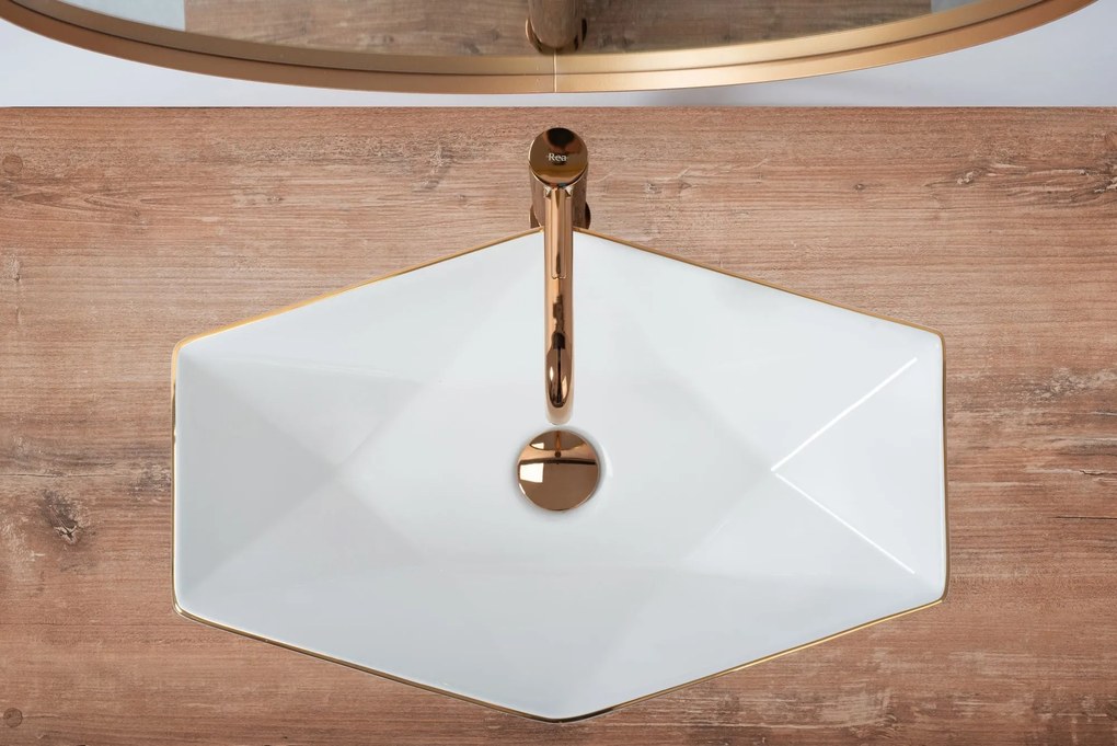 Pultos mosdó Rea Vegas White Rose Gold Edge
