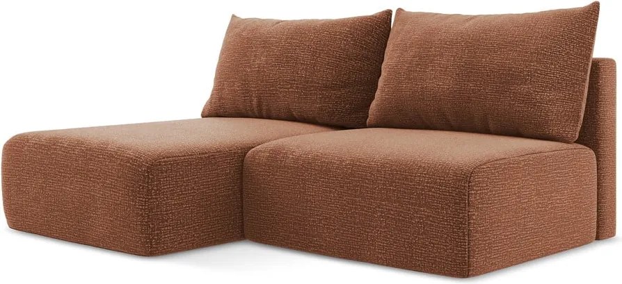Téglavörös kinyitható-tárolóhelyes sarokkanapé (bal oldali) Kalena – Makamii