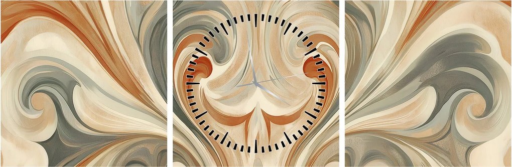 Kép - Örvények földszínekkel (órával) (90x30 cm)