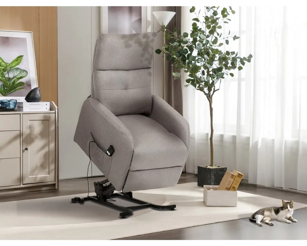 Fotoliu TV și Relax Controlat electric În culoare gri-crem