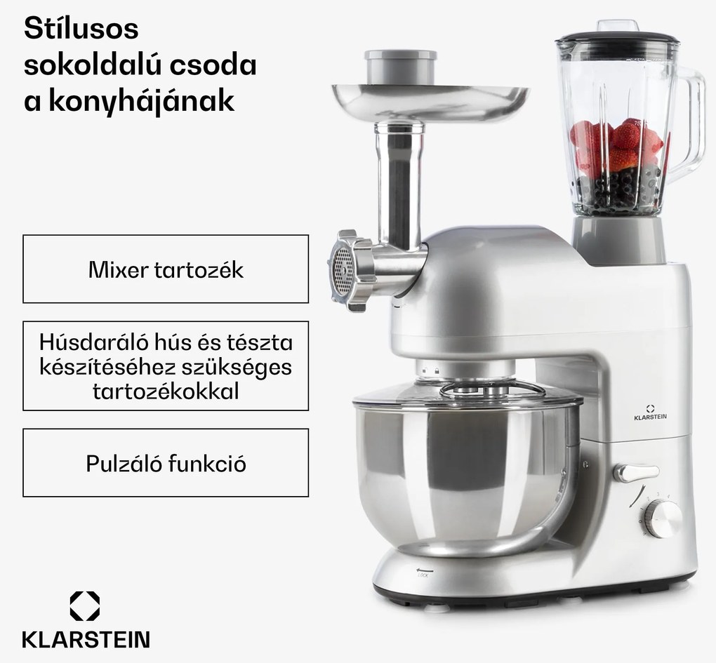 Klarstein Lucia, konyhai robotgép, turmixgép, húsdaráló, 1800 W