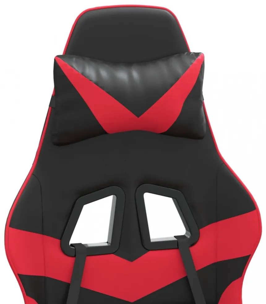 vidaXL fekete és piros műbőr forgó játékszék lábtartóval